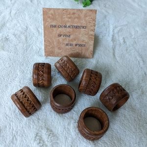 Vintage Thomasville Burl Wood Boho Napkin Rings